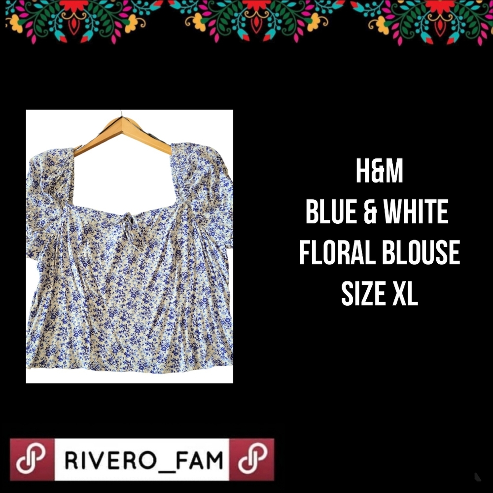 H&M | BLUE & WHITE FLORAL BLOUSE